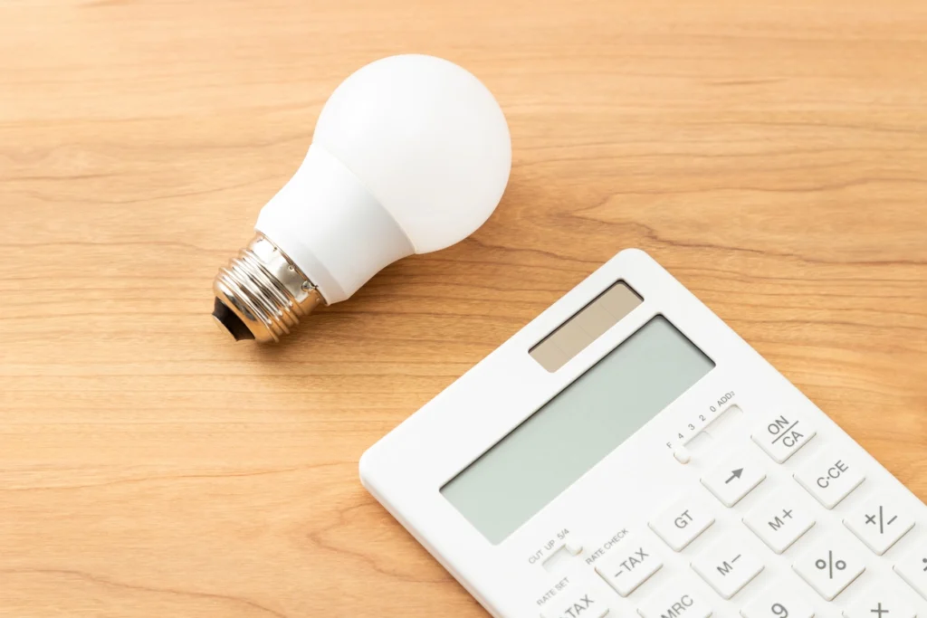 a lightbulb and a calculator to depict affordability of transaction screens