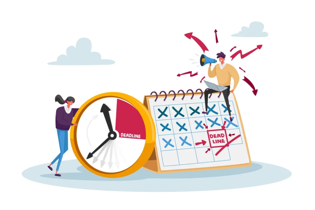 vector art showing a calendar and a deadline to depict how long is a Phase I ESA good for